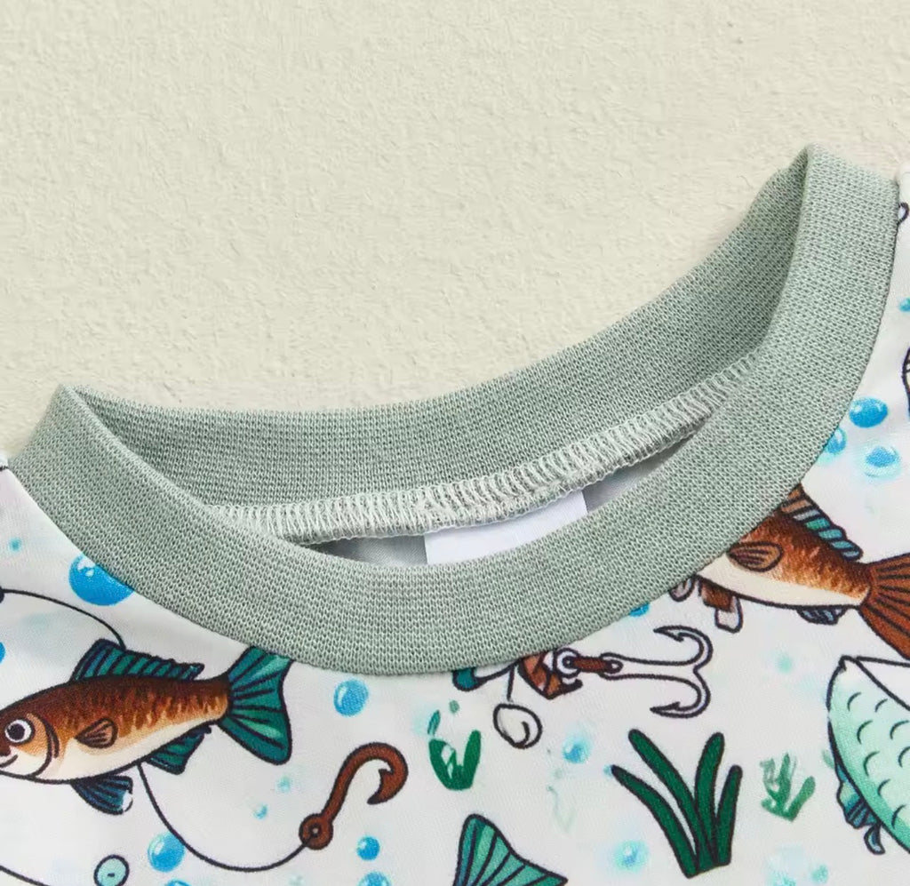 Cooper Daddy’s Boy Fishing Romper – Baby Boy Milestone Outfit