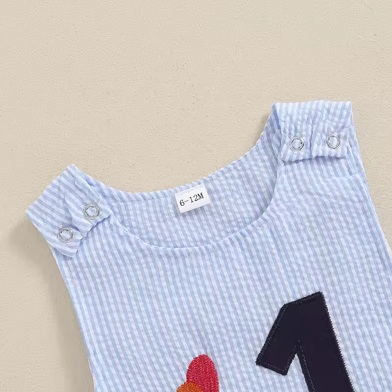 Callum Boys First Birthday Romper - Blue | Cake