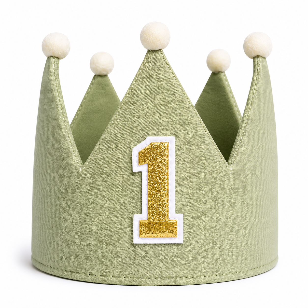 Sage Green First Birthday Crown | Neutral Baby Birthday Party Hat