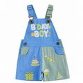 B-Day Boy Blue & Sage Denim Birthday Romper