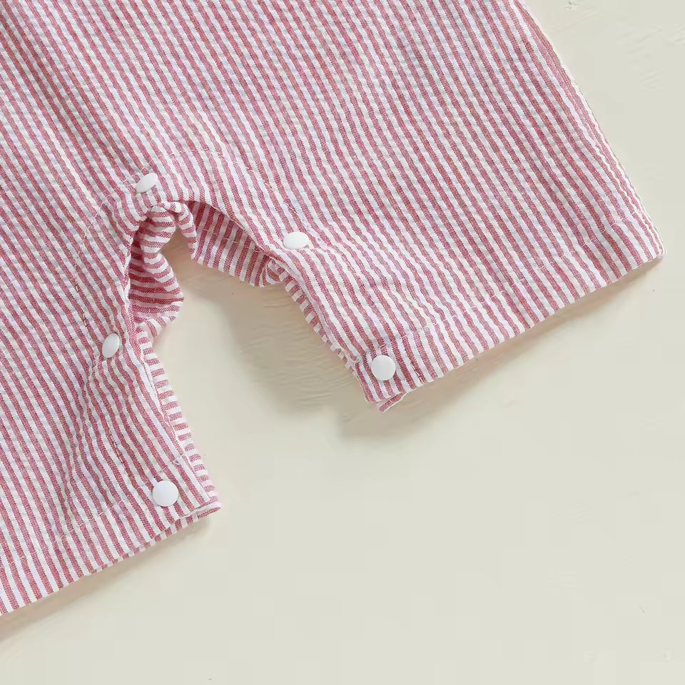 Callum Boys First Birthday Romper - Pink | Cake