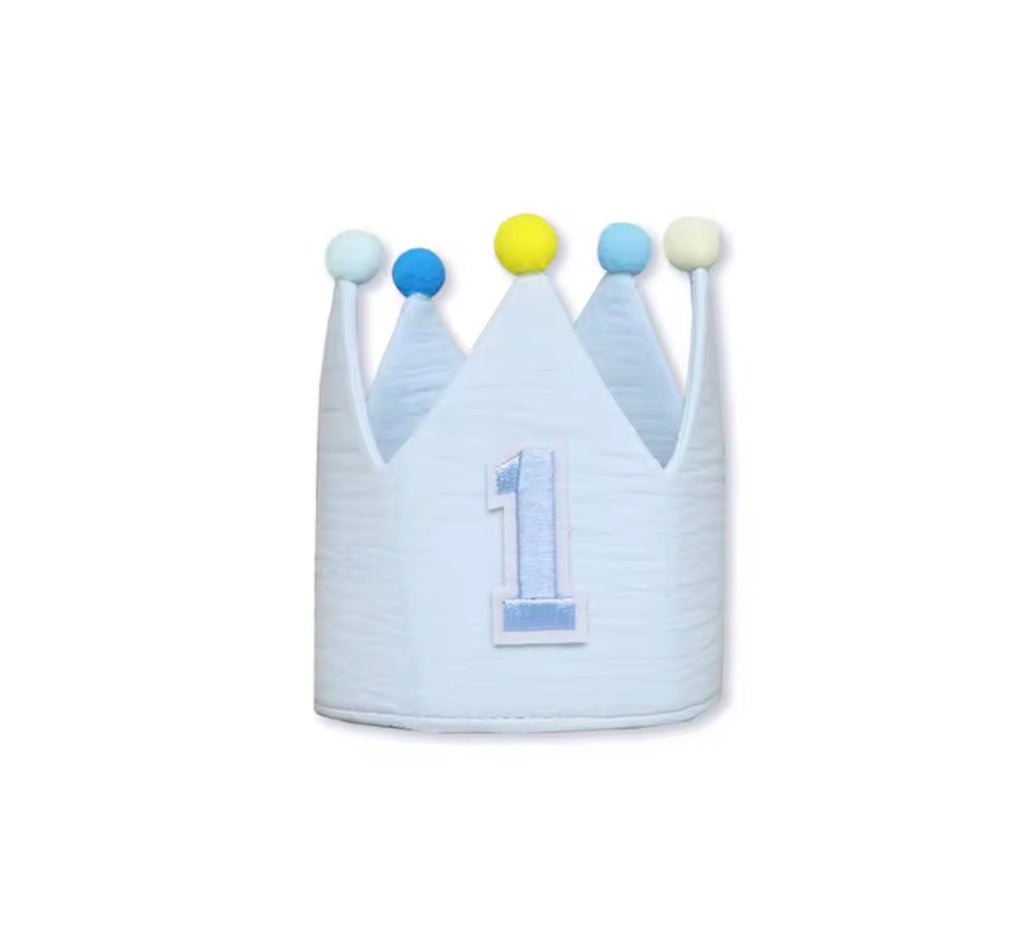 Blue First Birthday Crown | Baby Boy Cake Smash Birthday Hat