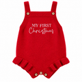 My First Christmas Baby Romper – Red Knitted Christmas Outfit