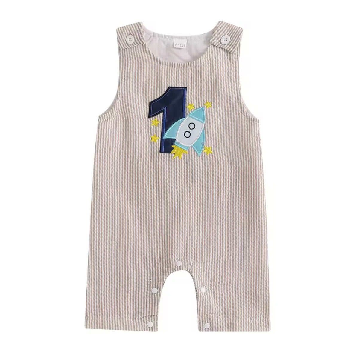 Callum Boys First Birthday Romper - Beige | Rocket
