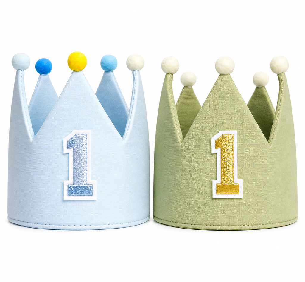Sage Green First Birthday Crown | Neutral Baby Birthday Party Hat