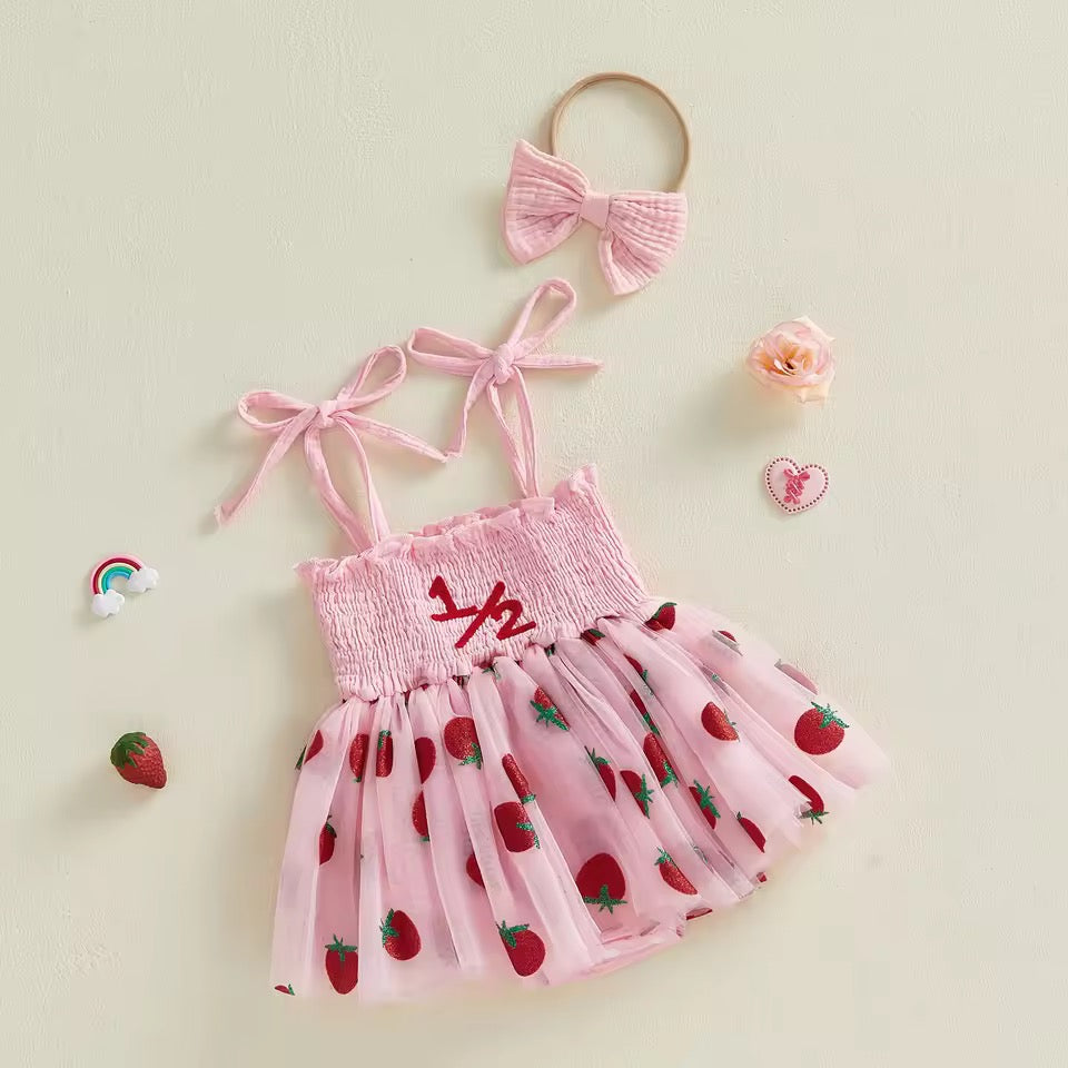 Zora ‘1/2’ Birthday Tulle Dress - Strawberry
