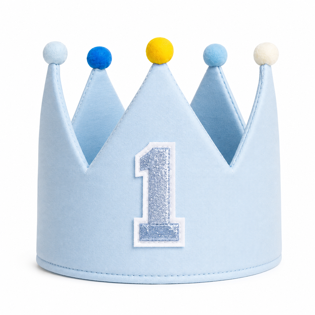 Blue First Birthday Crown | Baby Boy Cake Smash Birthday Hat