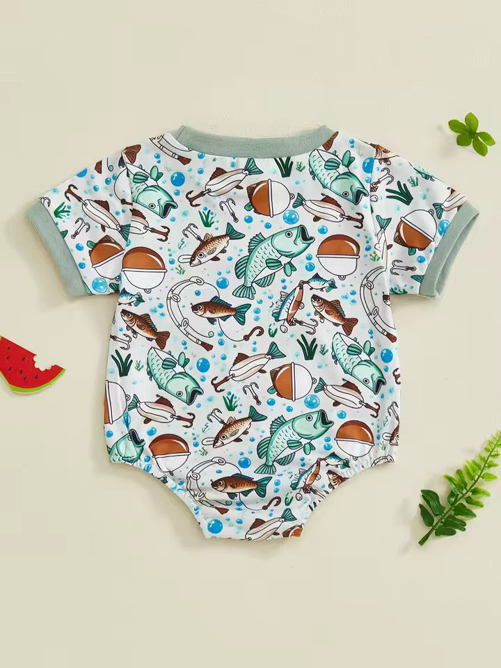 Cooper Daddy’s Boy Fishing Romper – Baby Boy Milestone Outfit