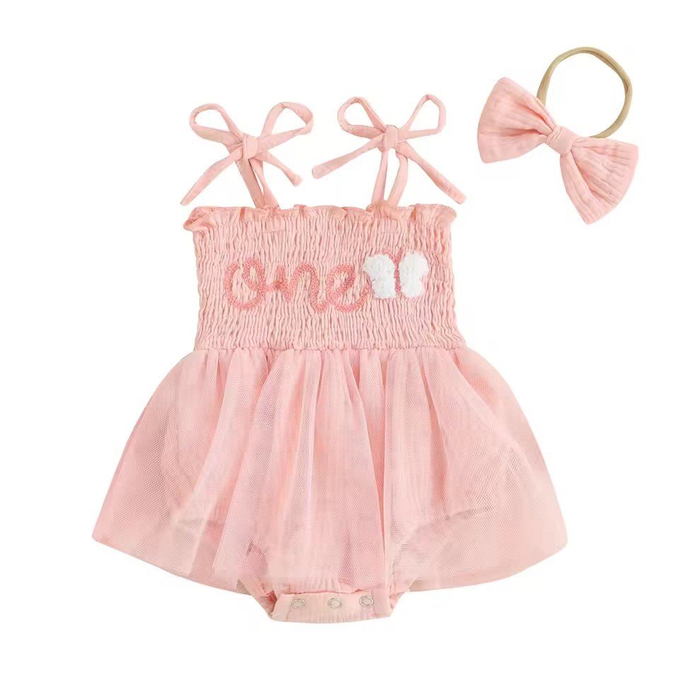 Zora ‘One’ First Birthday Tulle Dress - Pink