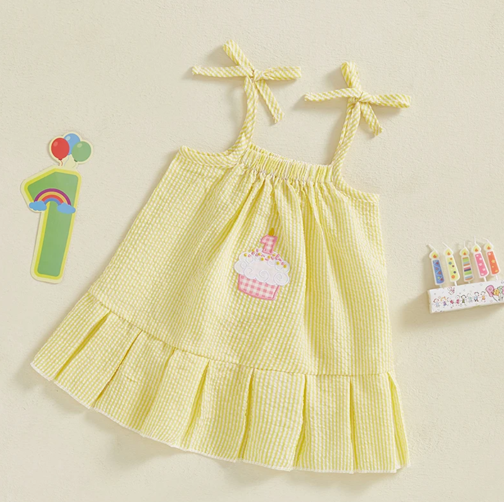 Jena Cupcake First Birthday Dress - Yellow