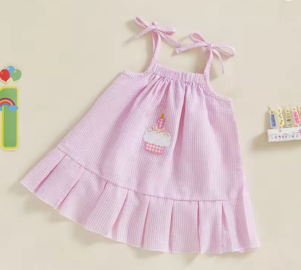 Jena Cupcake First Birthday Dress - Pink