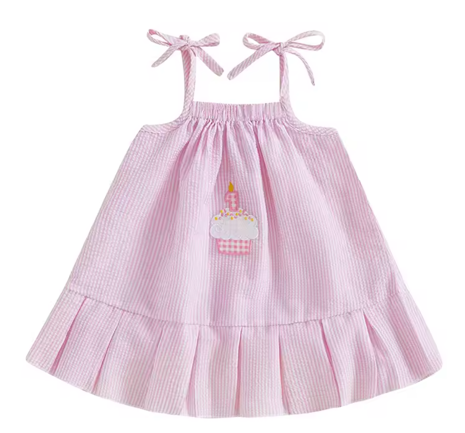 Jena Cupcake First Birthday Dress - Pink